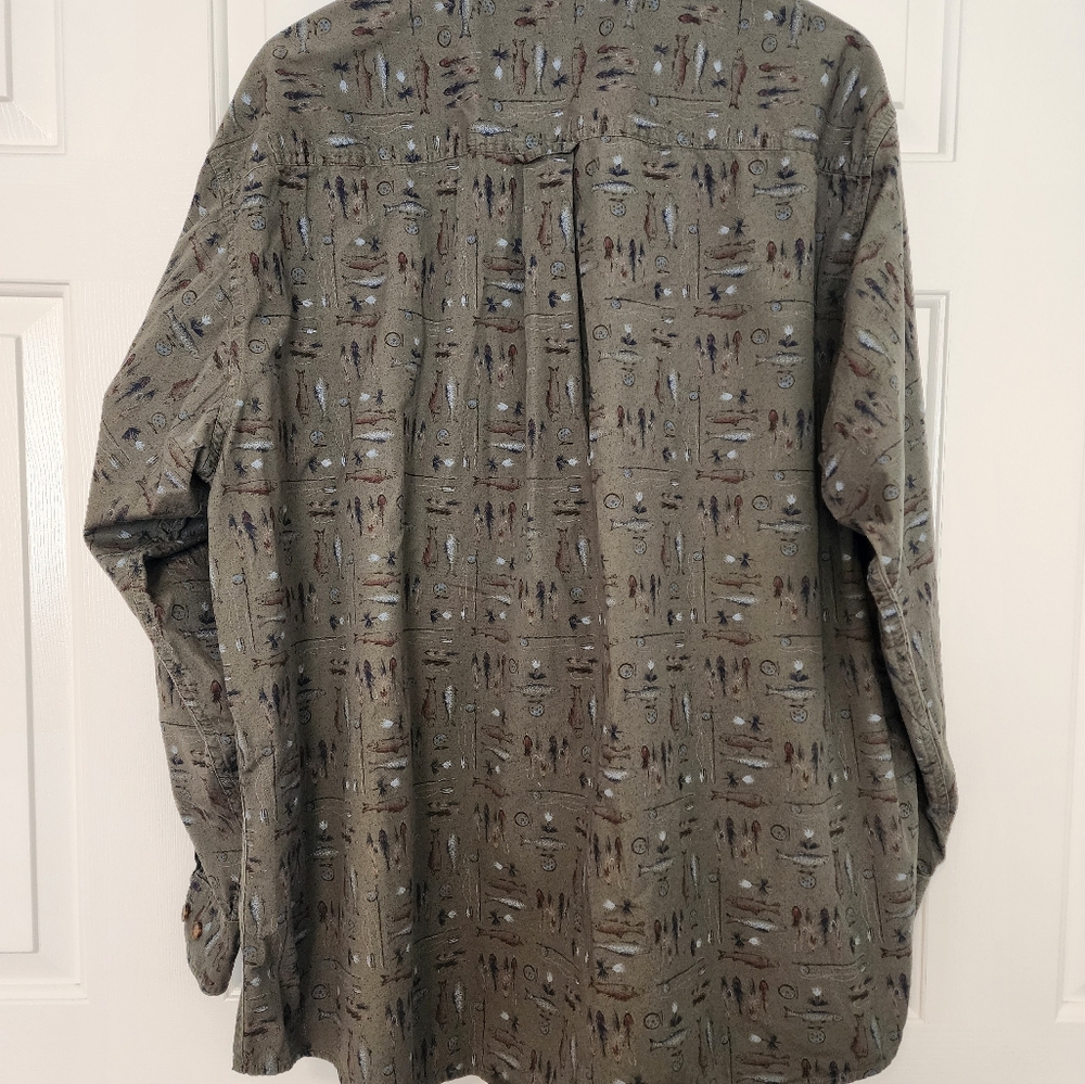 Woolrich Olive Fly Fishing Collar Longsleeve Button Down Men's Shirt Size XXL - Picture 2 of 7